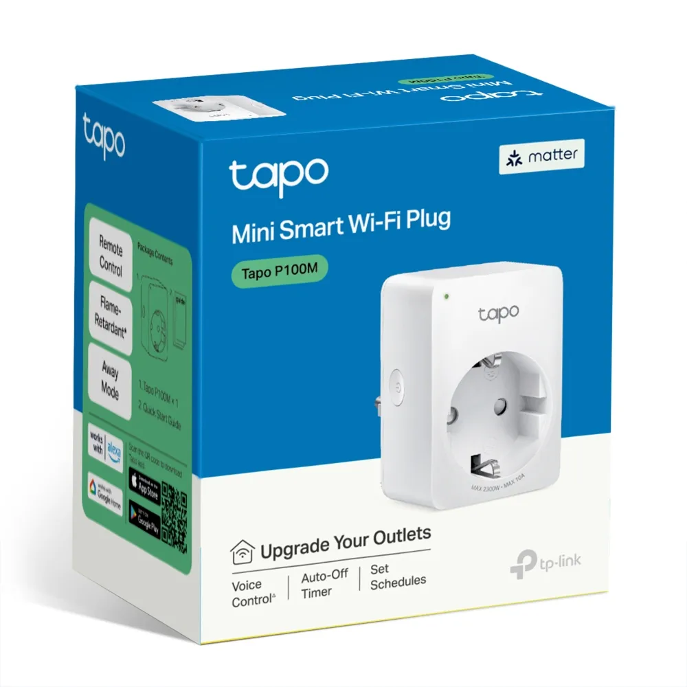 TP-Link Tapo P100M -älypistorasia, Wi-Fi, Matter