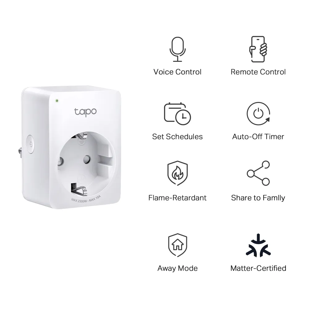 TP-Link Tapo P100M -&auml;lypistorasia, Wi-Fi, Matter