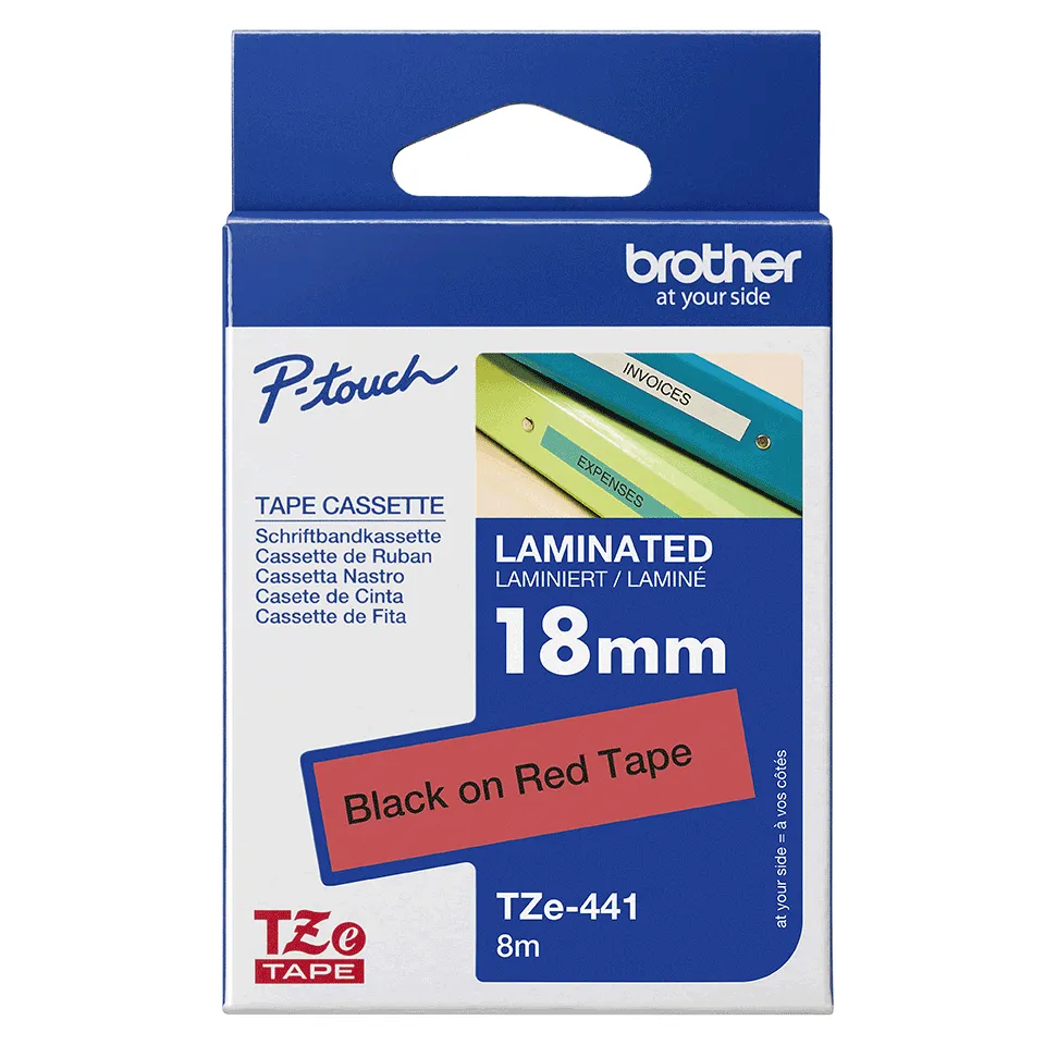 BROTHER TZE441 18 BLACK ON RED