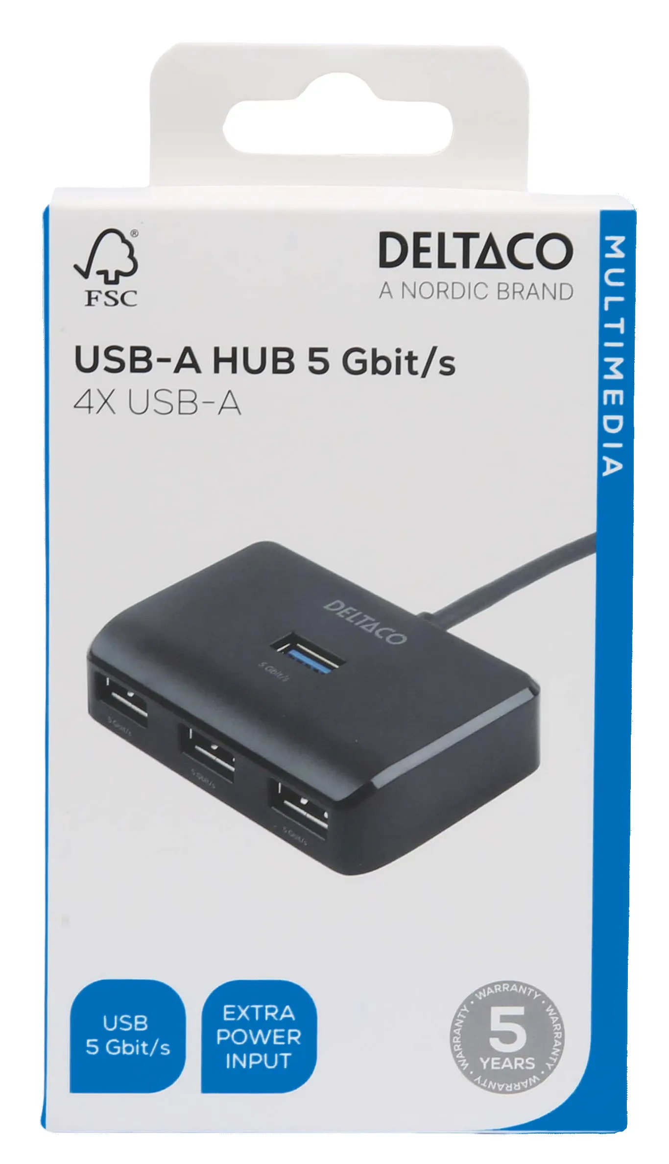 Deltaco 4x USB-A Compact - USB hub