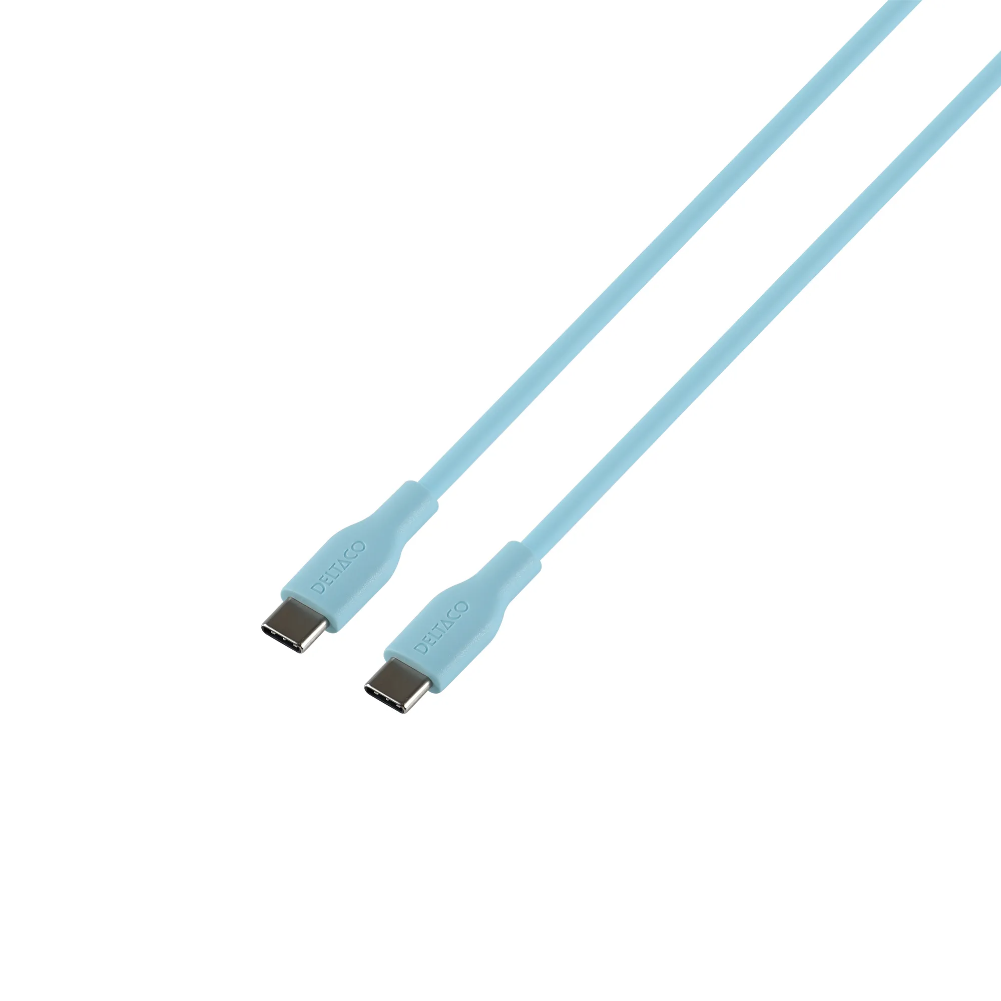 Deltaco USB-C - USB-C 2.0 SPR Silicone - cable, Turquoise, 1.5m