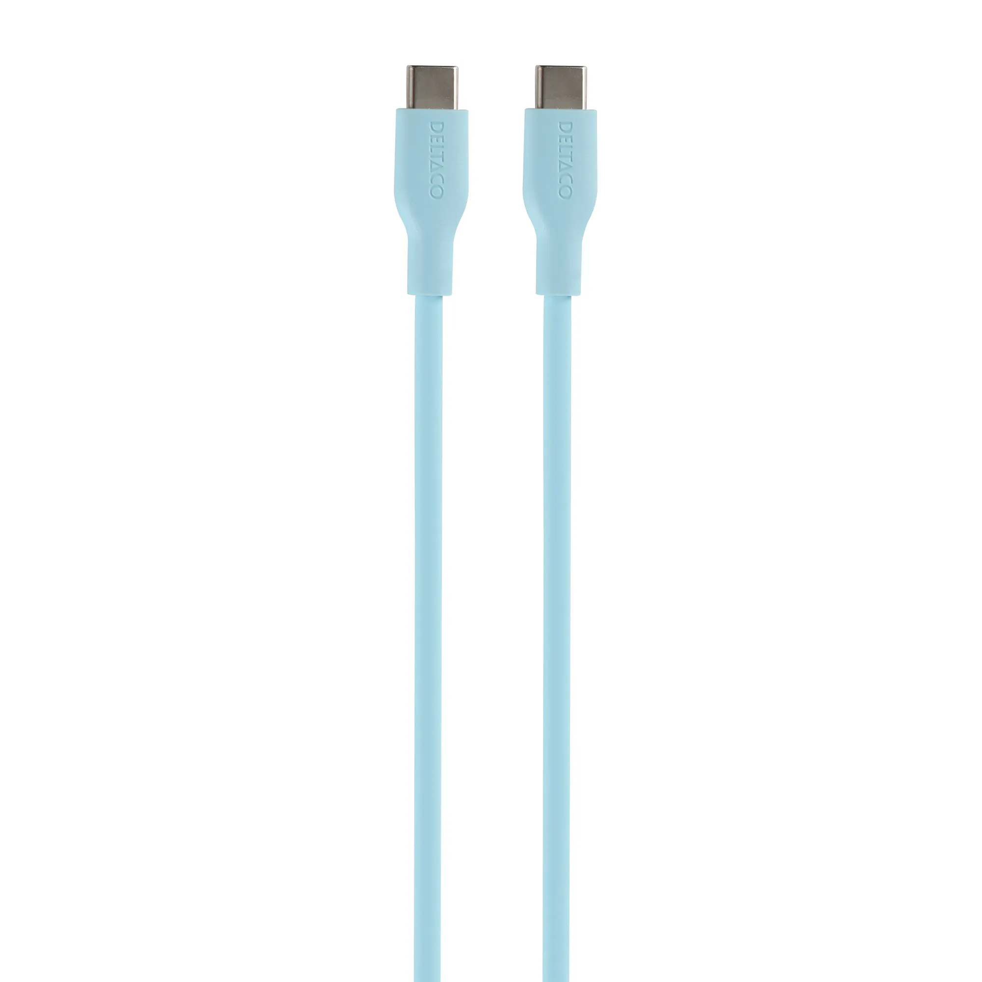 Deltaco USB-C - USB-C 2.0 SPR Silicone - cable, Turquoise, 1.5m