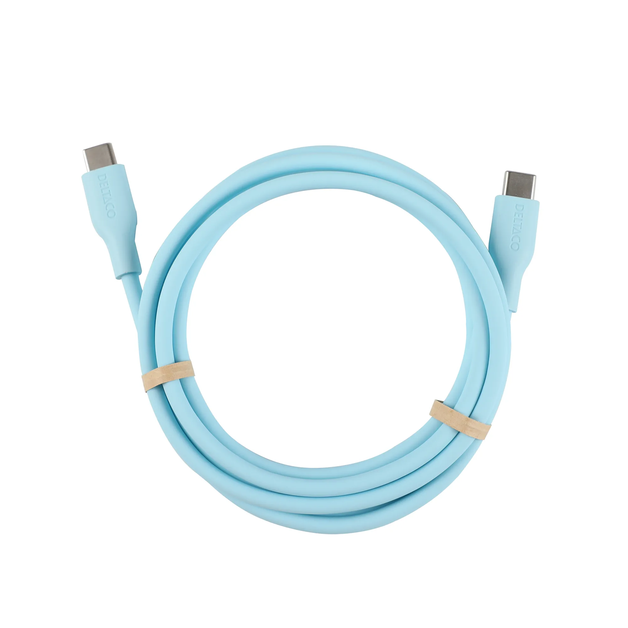 Deltaco USB-C - USB-C 2.0 SPR Silicone - cable, Turquoise, 1.5m