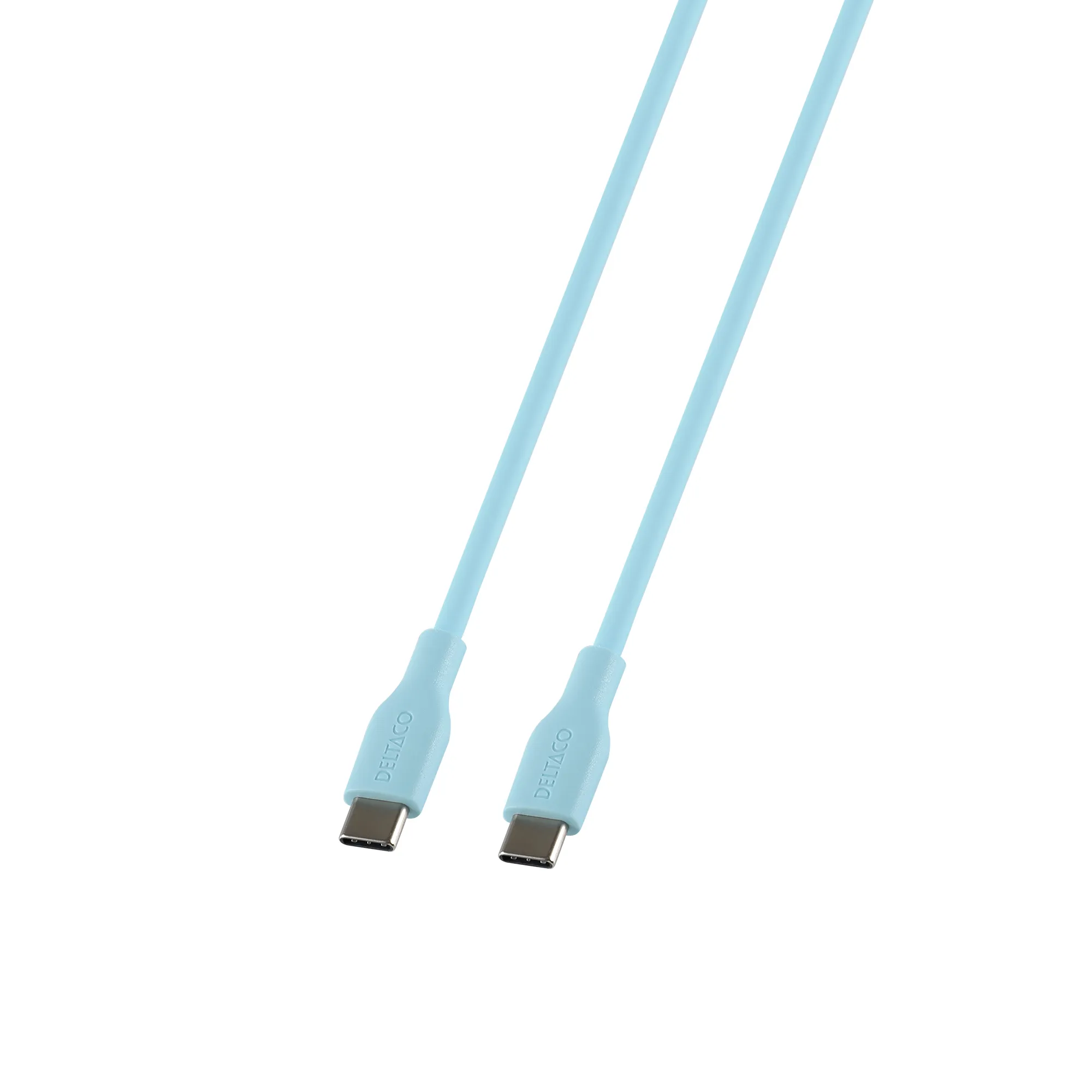 Deltaco USB-C - USB-C 2.0 SPR Silicone - cable, Turquoise, 1.5m