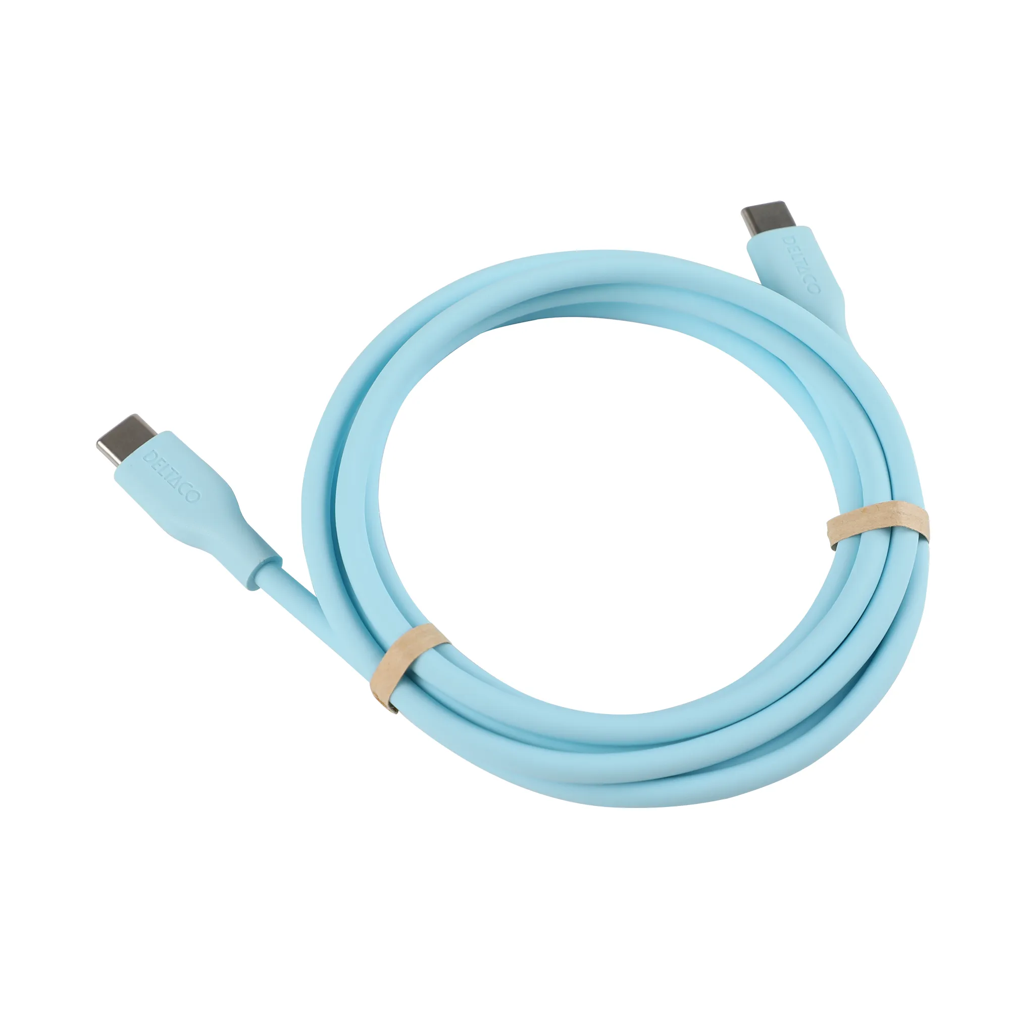 Deltaco USB-C - USB-C 2.0 SPR Silicone - cable, Turquoise, 1.5m