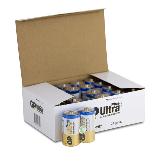 GP Ultra Plus Alkaline Battery, Size C, LR14, 1.5V, 24-pack (Bulk)