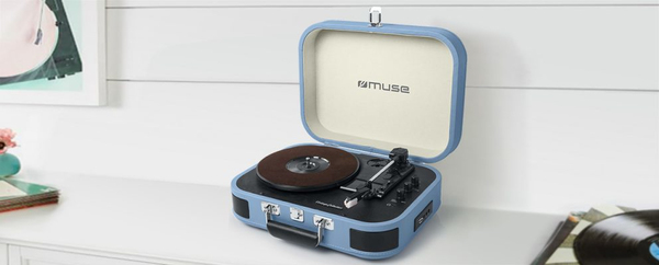 Muse MT-201 BTP Skivtallrik Stereo System BT USB Vintage Ljusr&ouml;d
