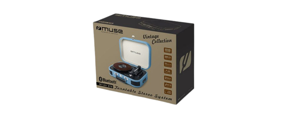 Muse MT-201 BTP Skivtallrik Stereo System BT USB Vintage Ljusr&ouml;d