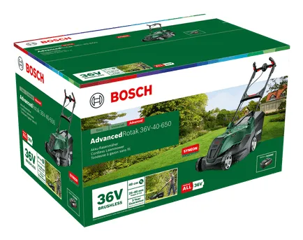 Bosch AdvancedRotak 36V-40-650 -akkuruohonleikkuri, 1 x 4,0 Ah:n akku + latauslaite