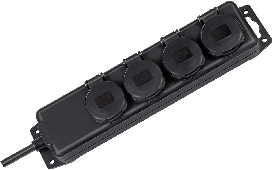 Brennenstuhl power strip, 4xCEE 7/4, 1xCEE 7/7, IP 44, 2m cable, black