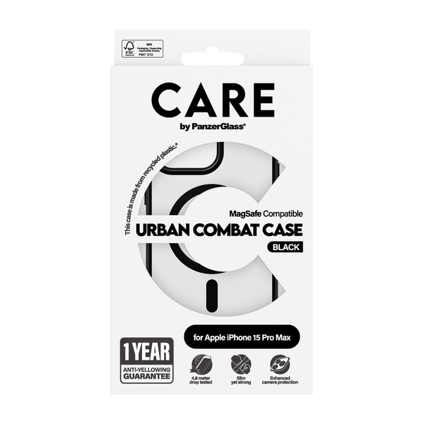 Panzerglass CARE Case Urban CB - TRANS W BLK MSAFE iPhone 15 Pro Max