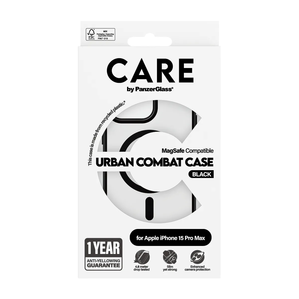 Panzerglass CARE Case Urban CB - TRANS W BLK MSAFE iPhone 15 Pro Max