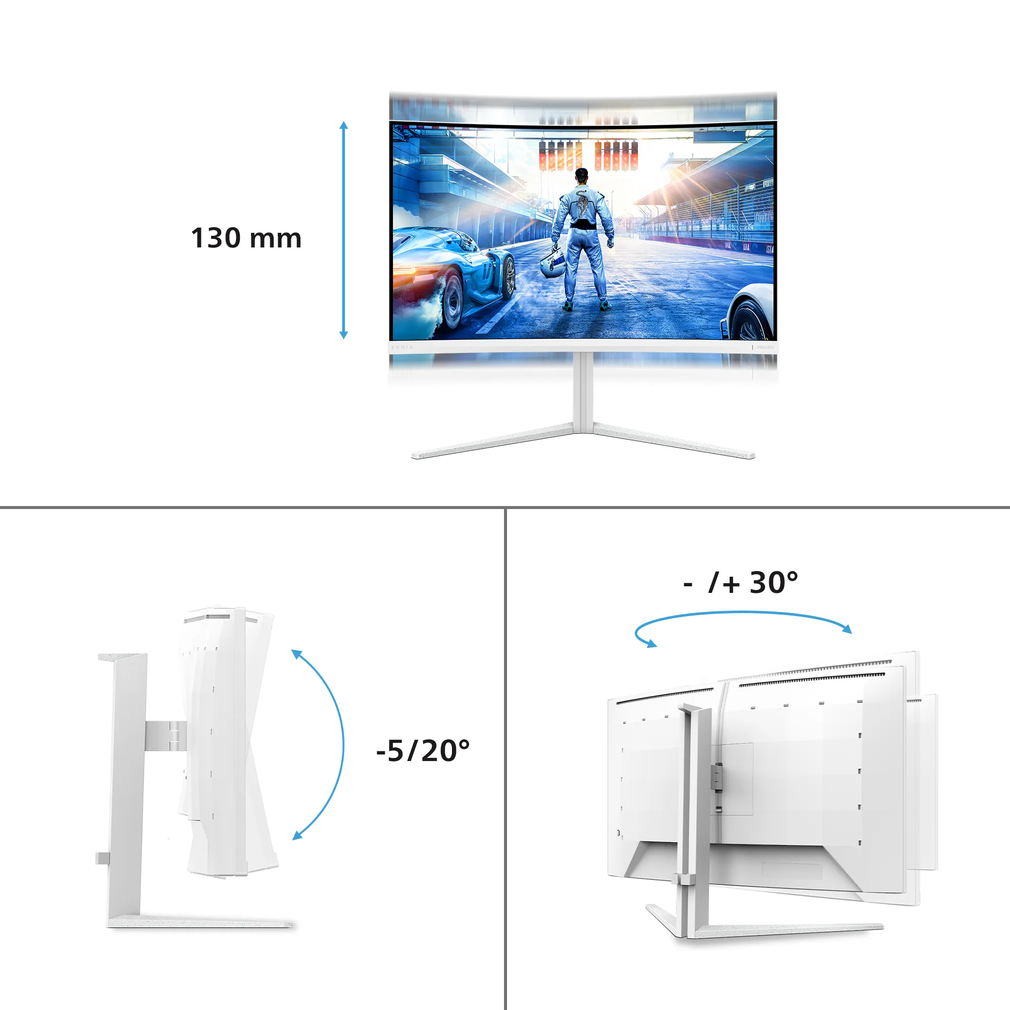 Philips Evnia 32M2C5501/00 32" QHD, Fast VA, 180Hz -kaareva pelin&auml;ytt&ouml;