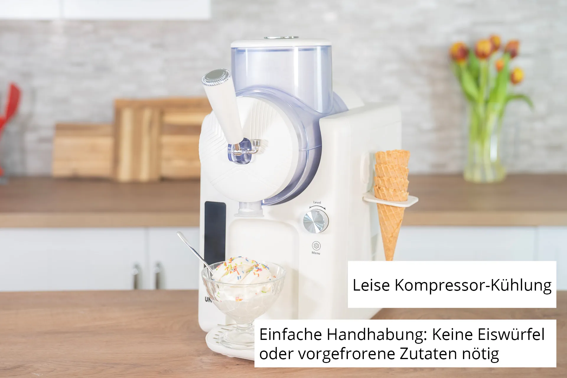 Unold 2-in-1 slush &amp; soft ice cream machine SOFIE white, for 1,500ml slush or soft ice cream, 150 watt compressor