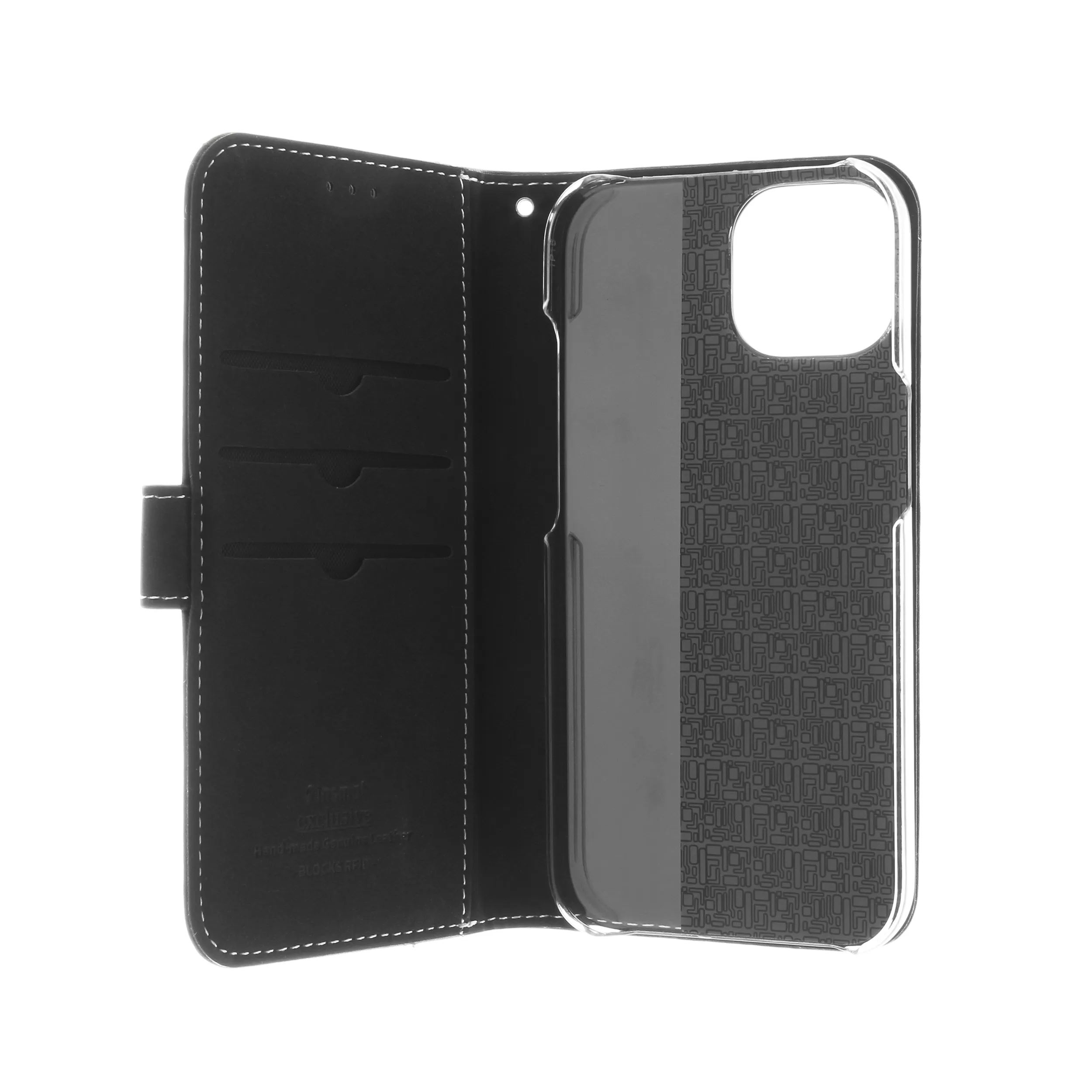 Insmat Exclusive Flip Case, iPhone 15 -lompakkokotelo, Musta