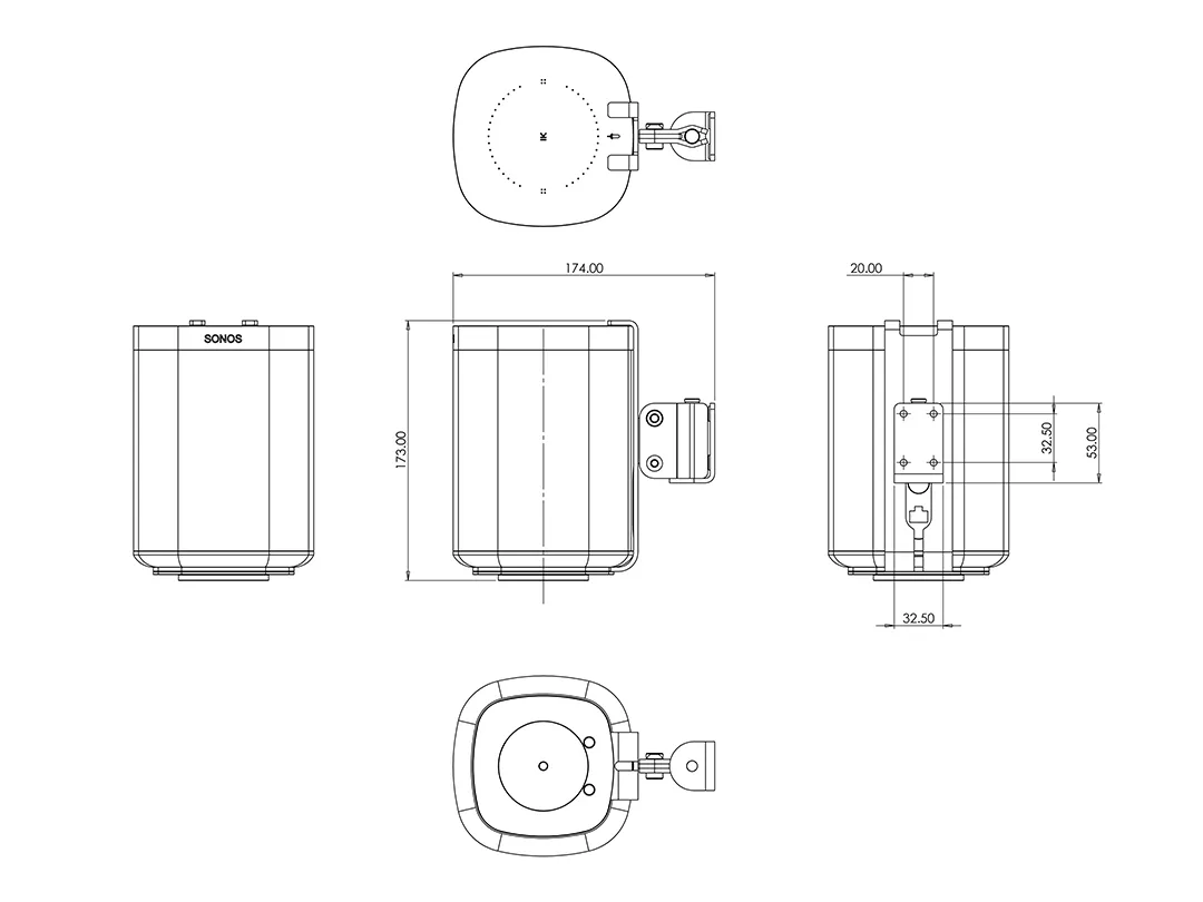 M Sonos S1/P1 Wall Mount Flex Single Whi