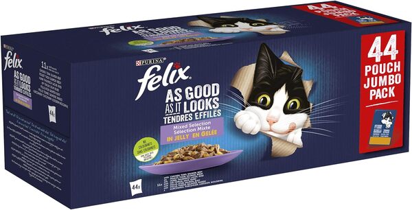 Purina Nestle Felix Fantastic Selection in Jelly, Kissan märkäruoka, Adult, 88 x 85 g
