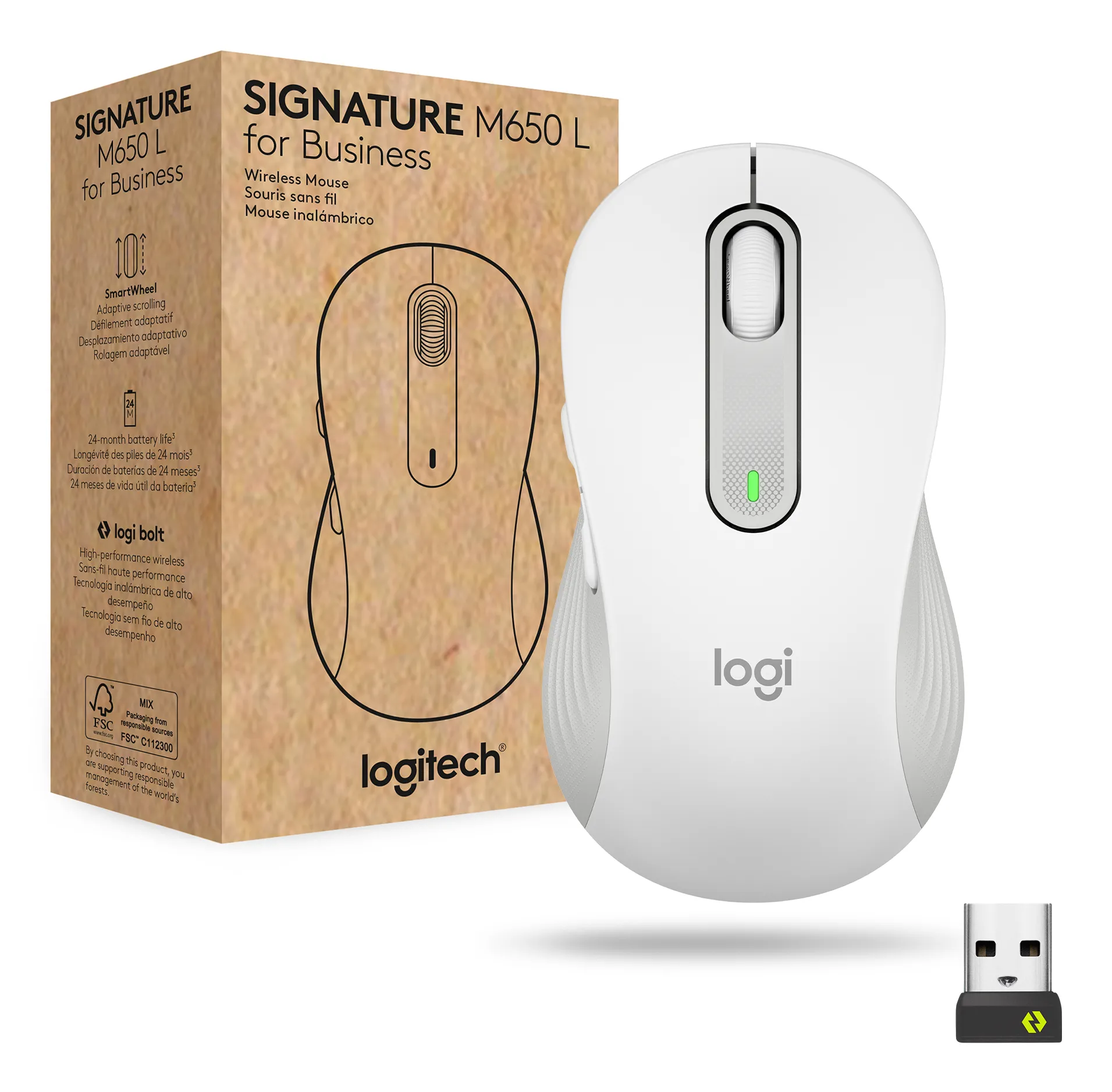 Logitech Signature M650 L Wireless Mouse for Business -hiiri, Valkoinen Logitech Signature M650 L Wireless Mouse for Business -hiiri, Valkoinen