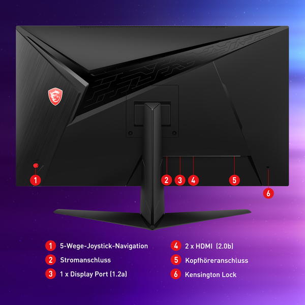 MSI Optix G281UVDE, gaming monitor (70.9 cm (27.9 inch), black, UHD, IPS, DisplayPort, HDMI, HDR 400, FreeSync)
