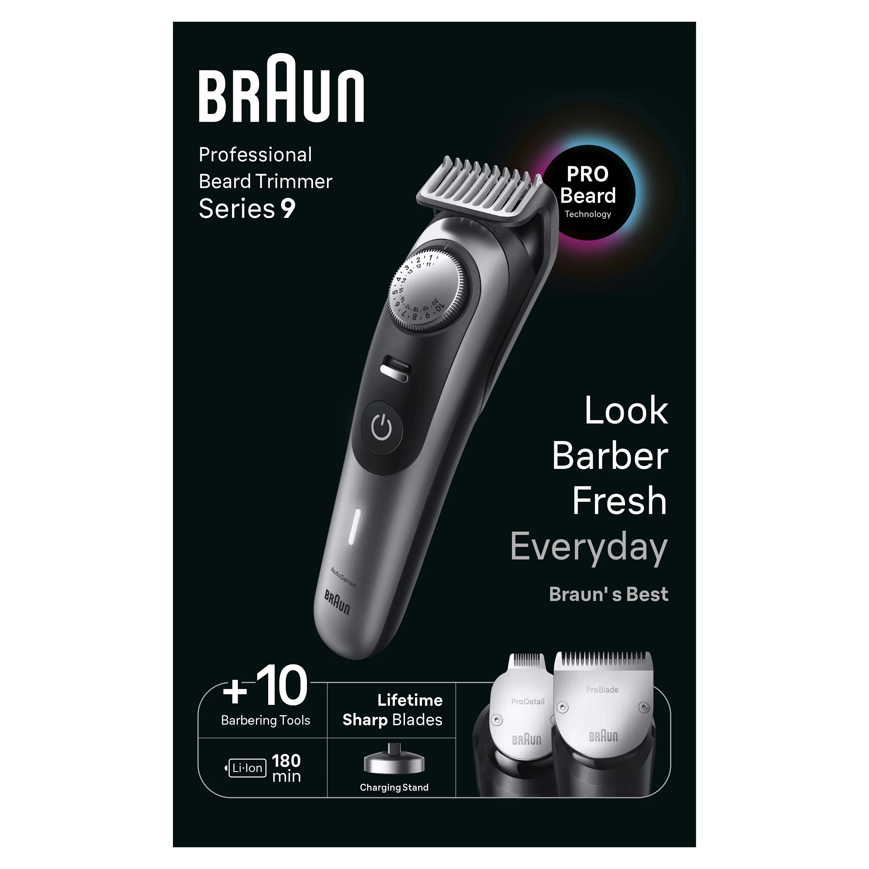Braun Professional BeardTrimmer 9 BT9420 - beard trimmer, Black