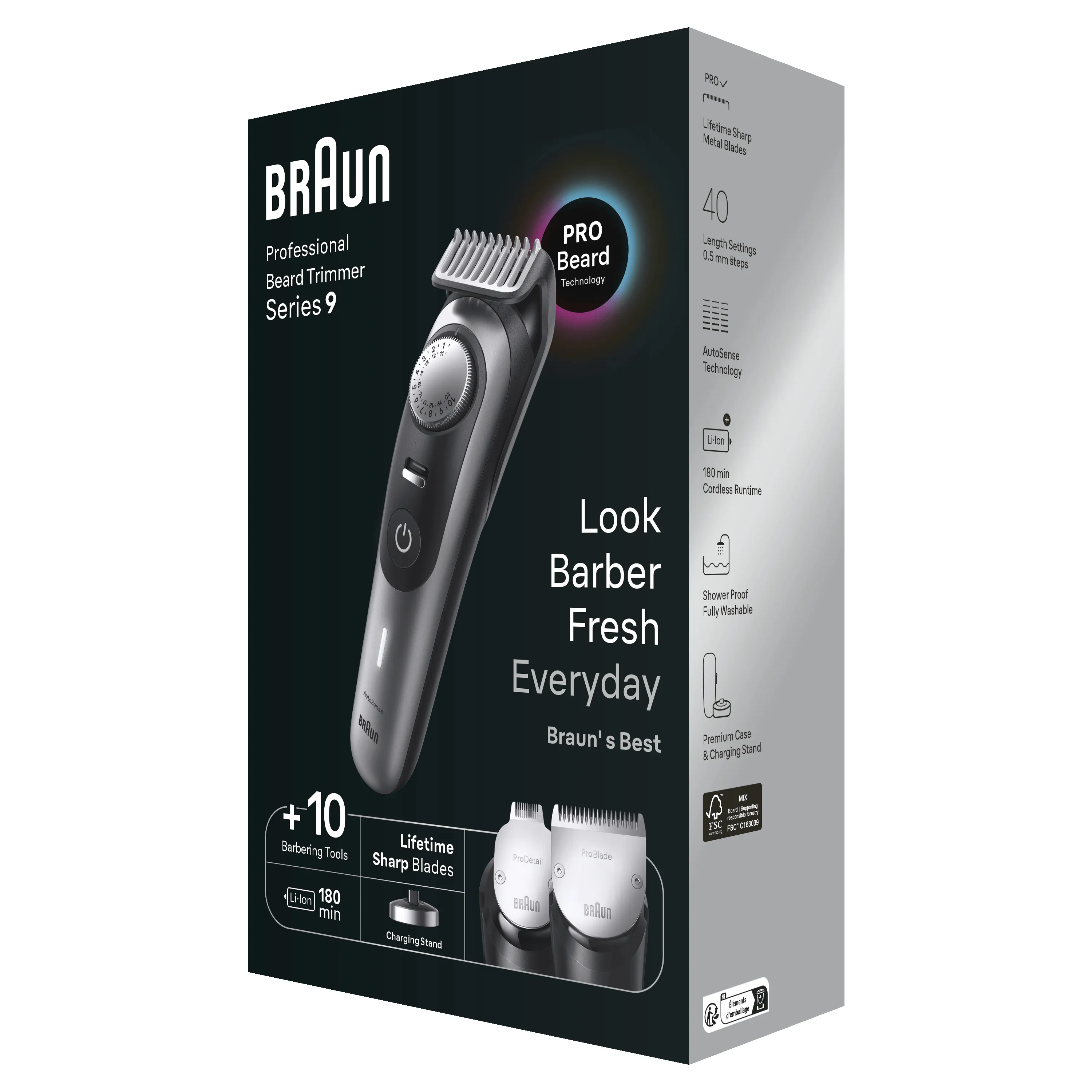 Braun Professional BeardTrimmer 9 BT9420 - beard trimmer, Black