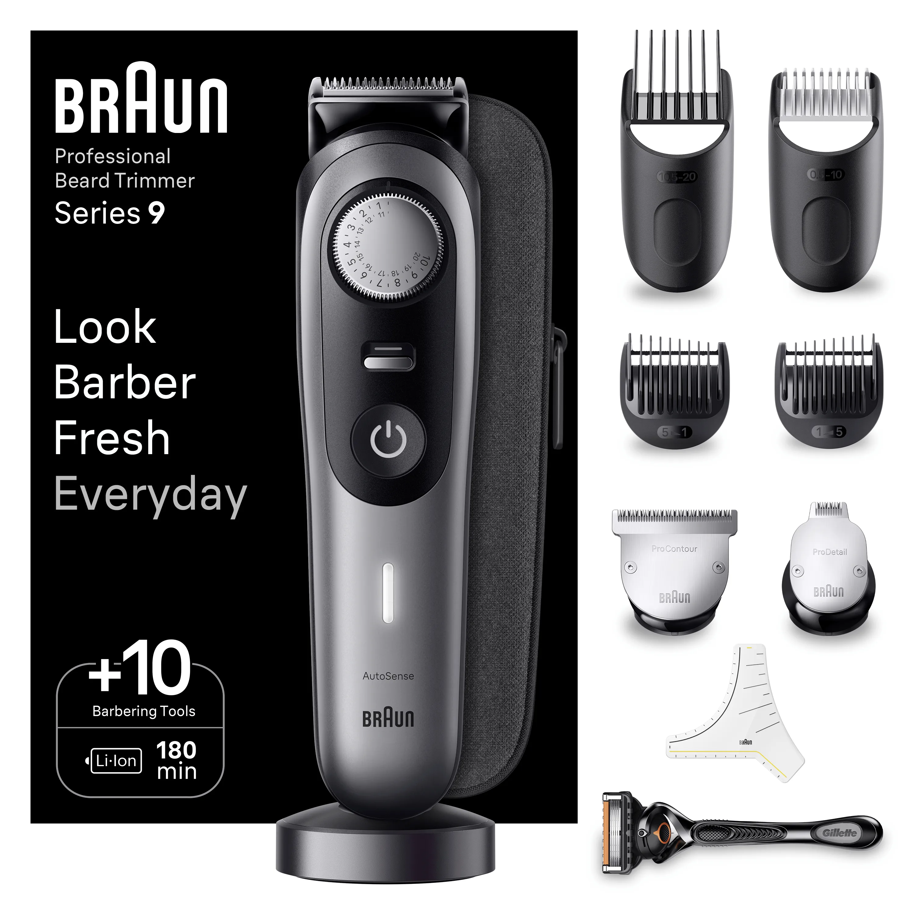 Braun Professional BeardTrimmer 9 BT9420 - beard trimmer, Black