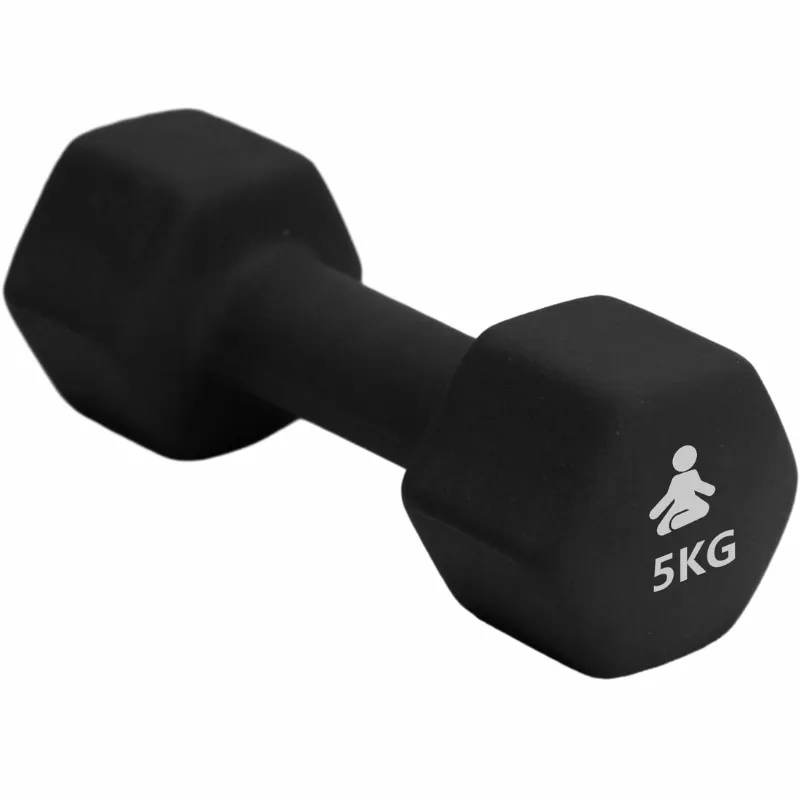 Sexkantig neoprenbelagd fastviktshantel 5 kg svart