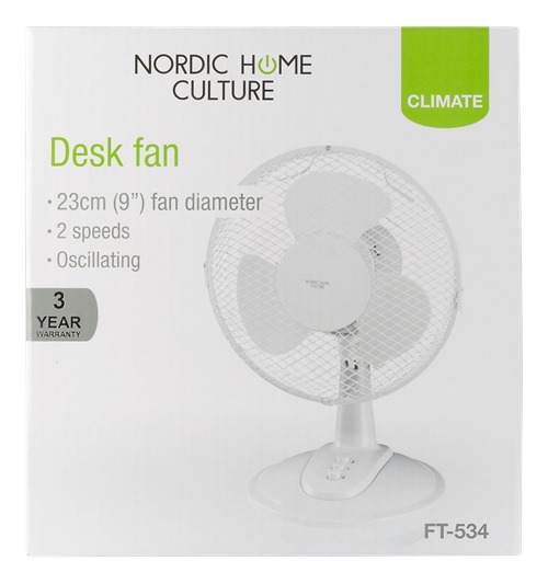 Nordic Home FT-535, 23cm - desk fan, white