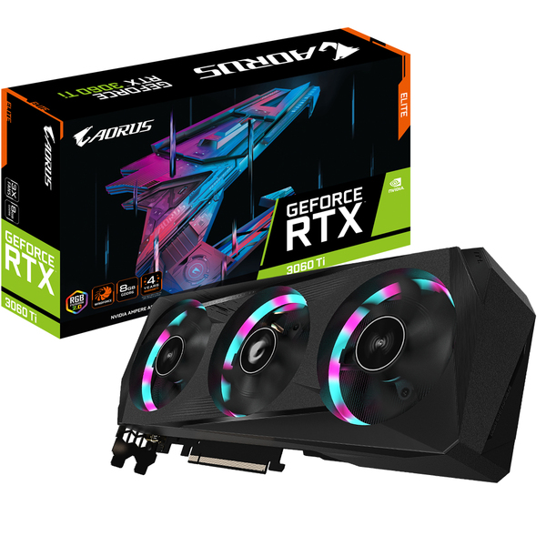 Gigabyte GeForce RTX 3060 Ti AORUS Elite V2 8 Gt -n&auml;yt&ouml;nohjain