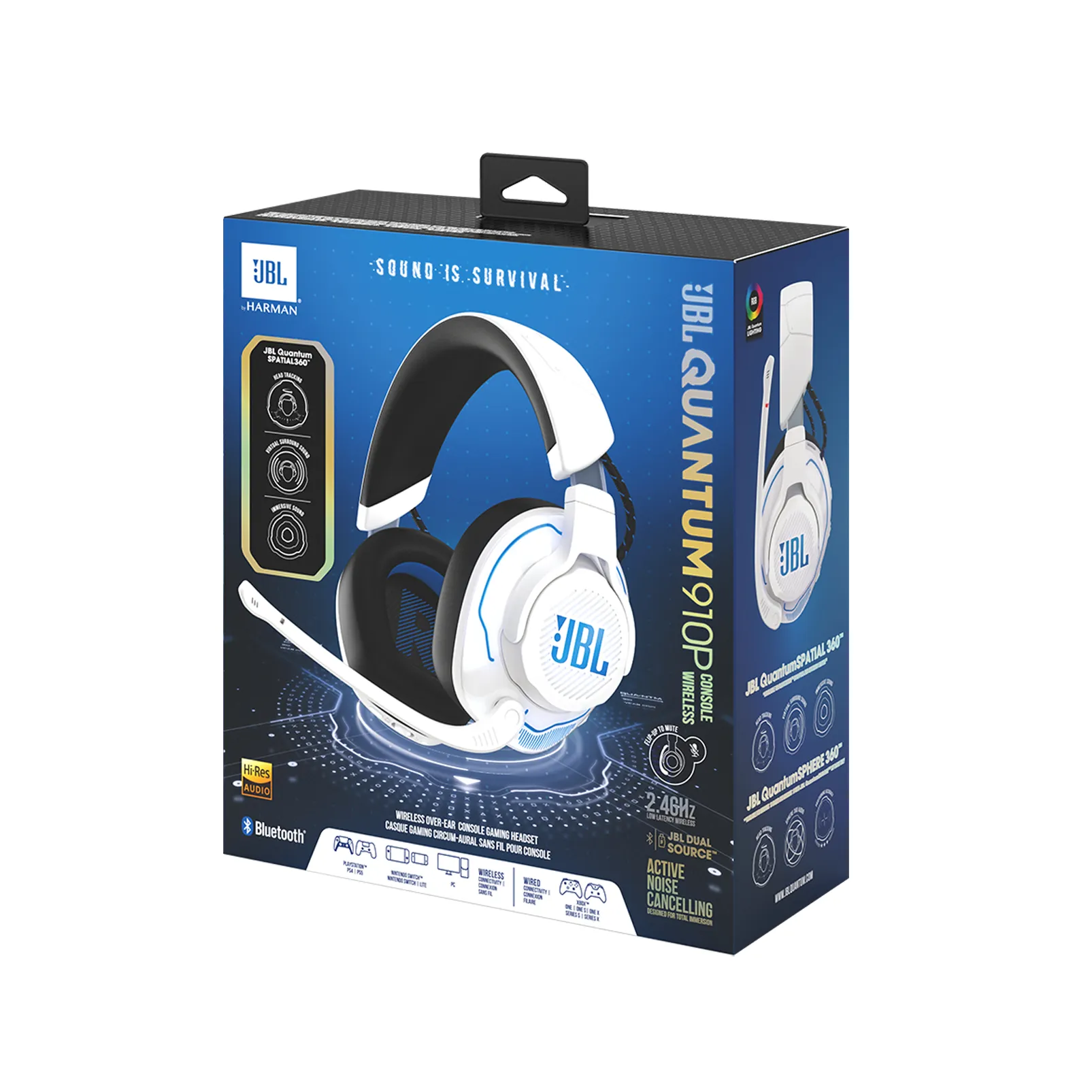 JBL Quantum 910 Playstation - wireless gaming headset, white/blue