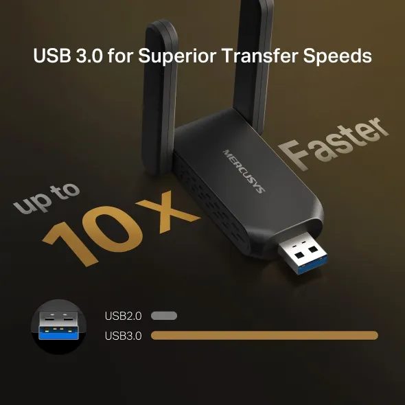 Mercusys MA72XH - Tr&aring;dl&ouml;s USB-adapter, Svart