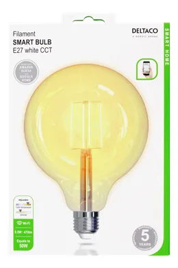 Deltaco Smart Home Filament G125 - smart bulb, E27, 5.5 W, 470 lm