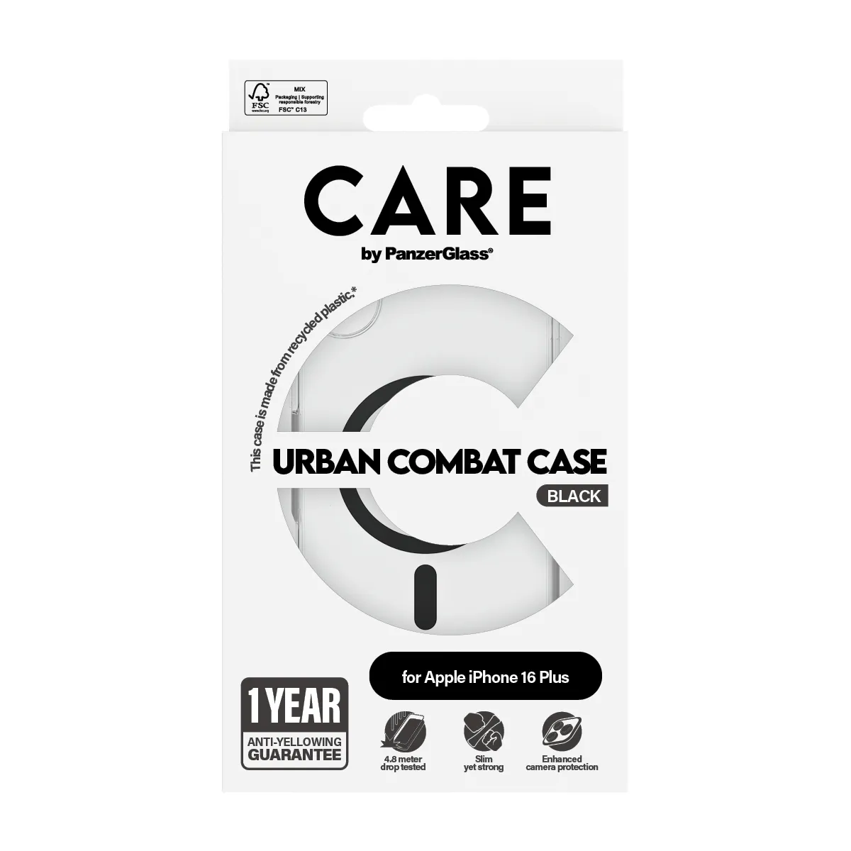 Care by PanzerGlass iPhone 16 Plus MagSafe Urban Combat skal, Svart