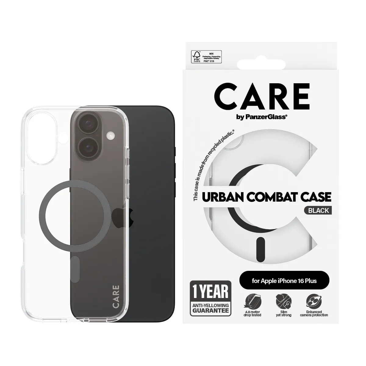 Care by PanzerGlass iPhone 16 Plus MagSafe Urban Combat skal, Svart