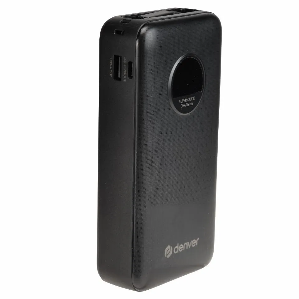 Denver 20.000 mAh 65W PD -varavirtalähde, Musta