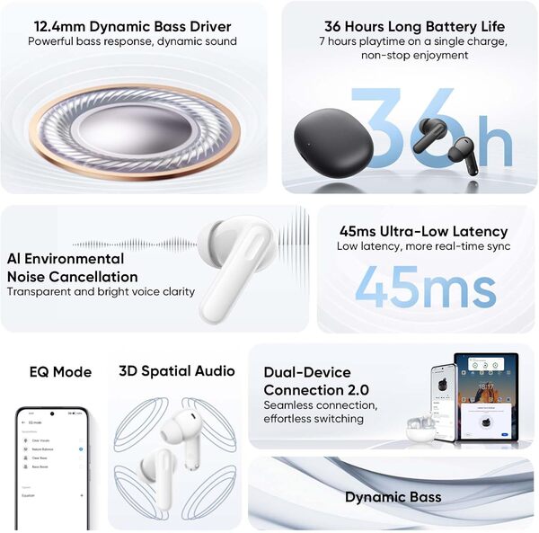 Realme TechLife Buds -langattomat nappikuulokkeet, valkoinen