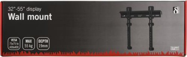 DELTACO v&auml;ggf&auml;ste f&ouml;r TV/sk&auml;rm, l&aring;sbygel, max 55kg, svart