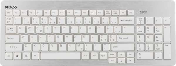 DELTACO tunt tangentbord, USB, vit/silver