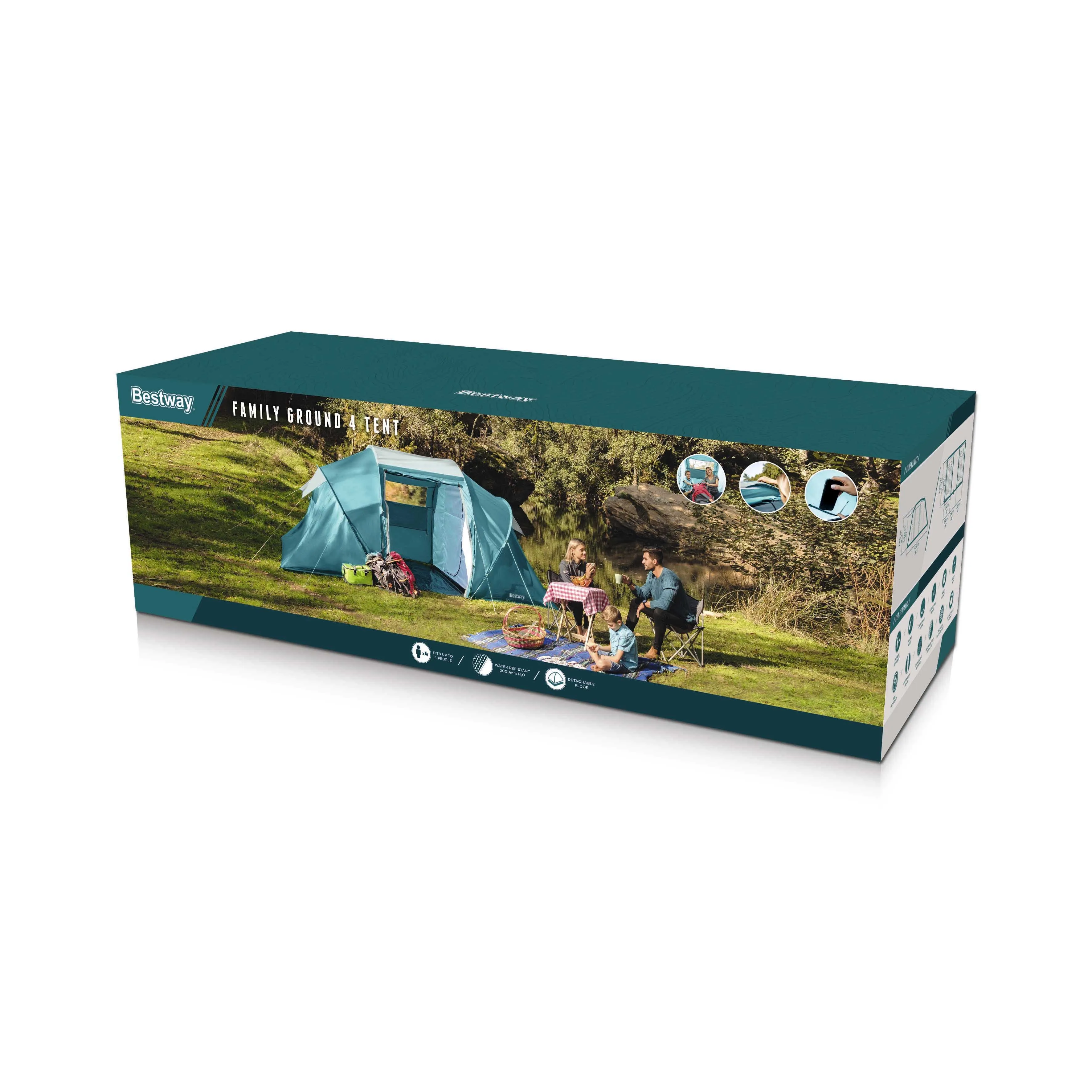 BESTWAY Family Ground 4-Person Tent 4.60 x  2.30 x  1.85 m Polyester Blue/White