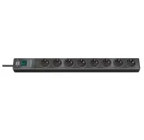 Brennenstuhl Hugo 19.500A socket, 8xCEE 7/4 connections, 1xCEE 7/7 connection, 2m, anthracite