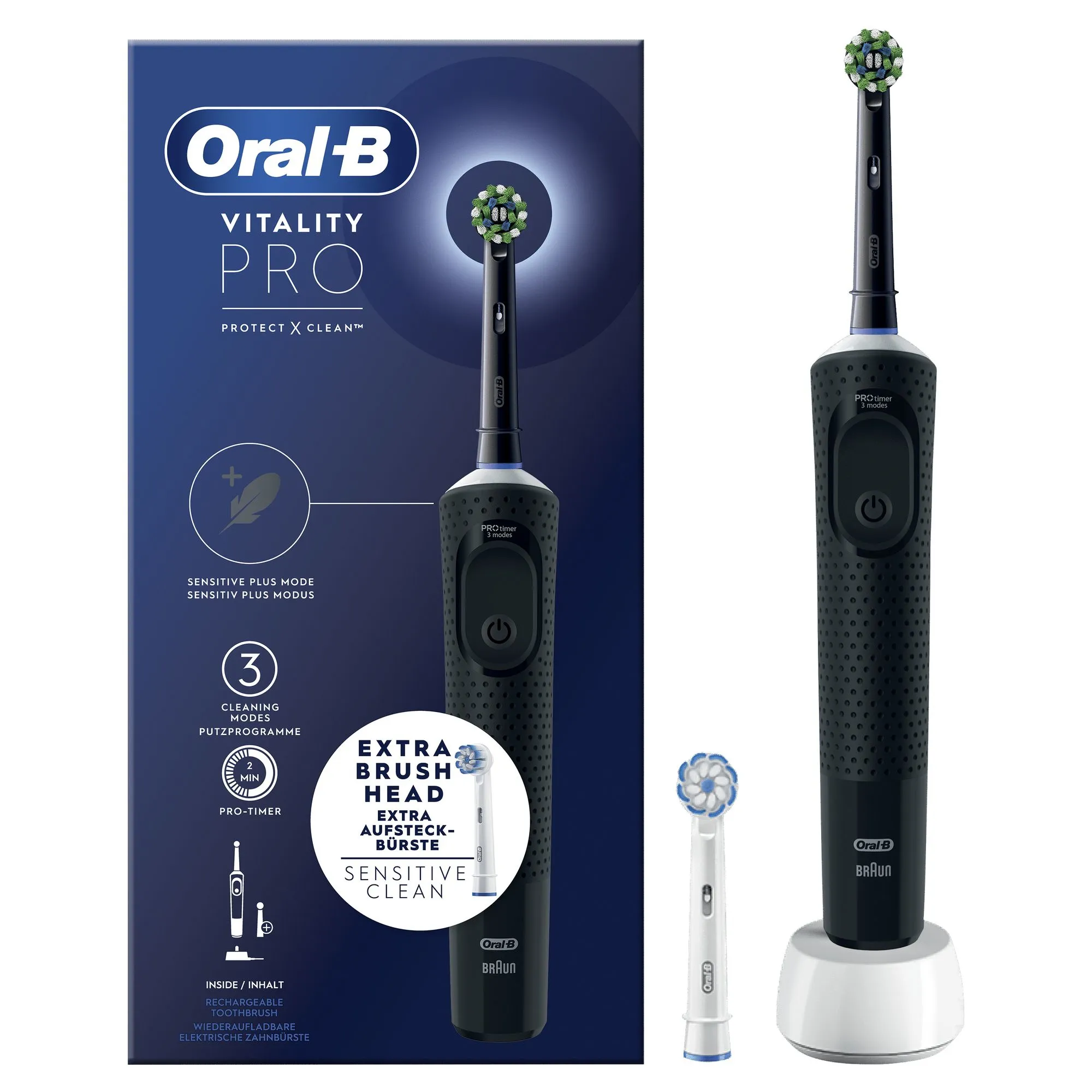 Oral-B Vitality Pro + Extra Refill -sähköhammasharja, musta