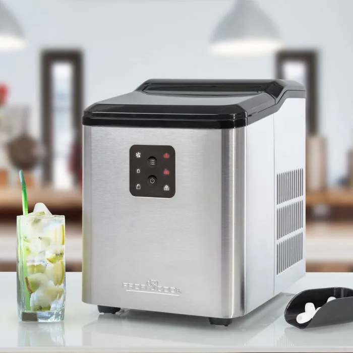 PROFICOOK 501253 Ismaskin f&ouml;r b&auml;nk, 1,5 L, 12 kg/24h, Rostfritt st&aring;l/Svart/Gr&aring;