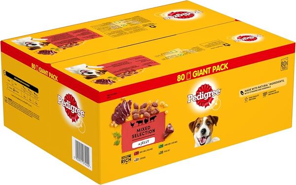 Pedigree Adult Selection of Flavours in Jelly, Koiran m&auml;rk&auml;ruoka, 80 x 100 g