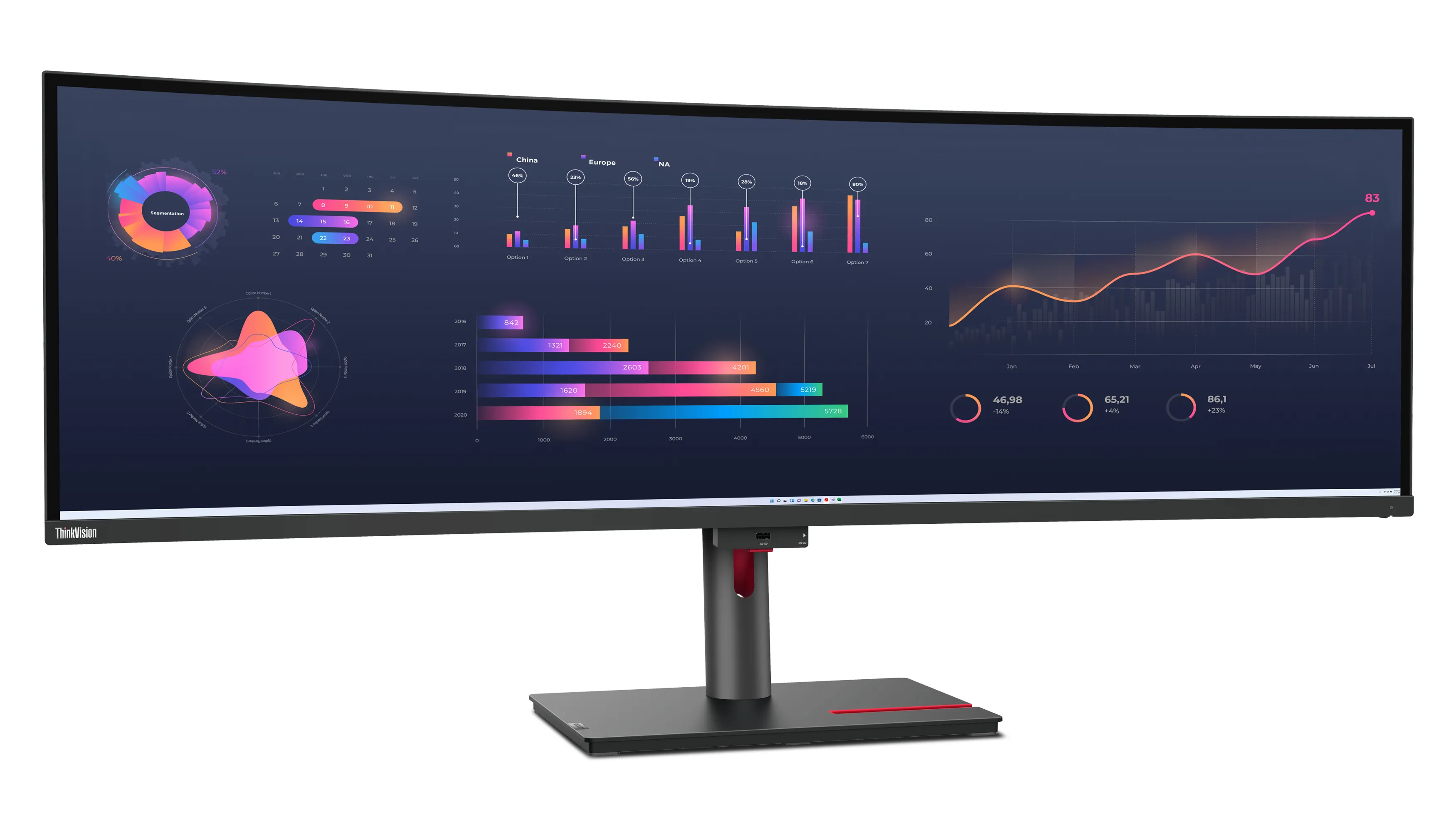 Lenovo 49&quot; ThinkVision P49w-30 DQHD, IPS - curved sk&auml;rm