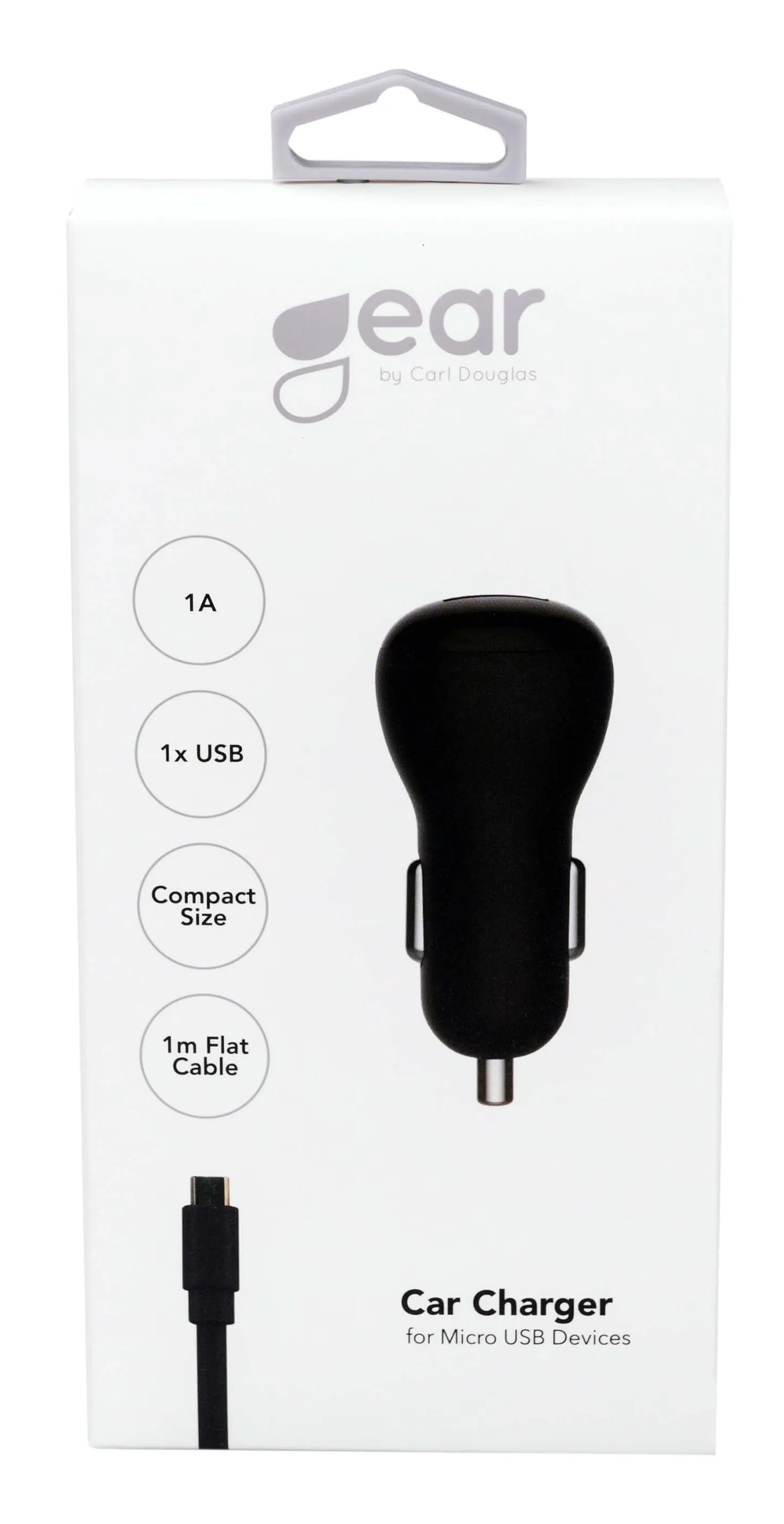 GEAR Laturi 12-24V 1xUSB 1A MicroUSB 1m, Musta