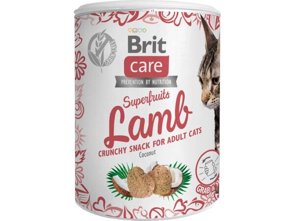 Brit Care Cat Snack Superfruits Lamb with Coconut, Kissan kuivaruoka, Adult, 100 g