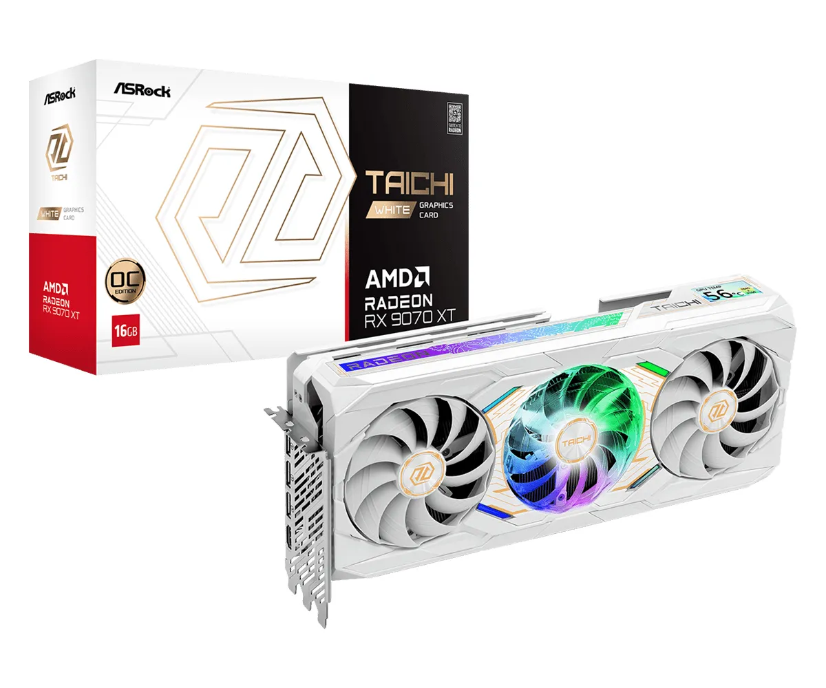 ASRock Radeon RX 9070 XT Taichi White OC 16GB Graphics Card