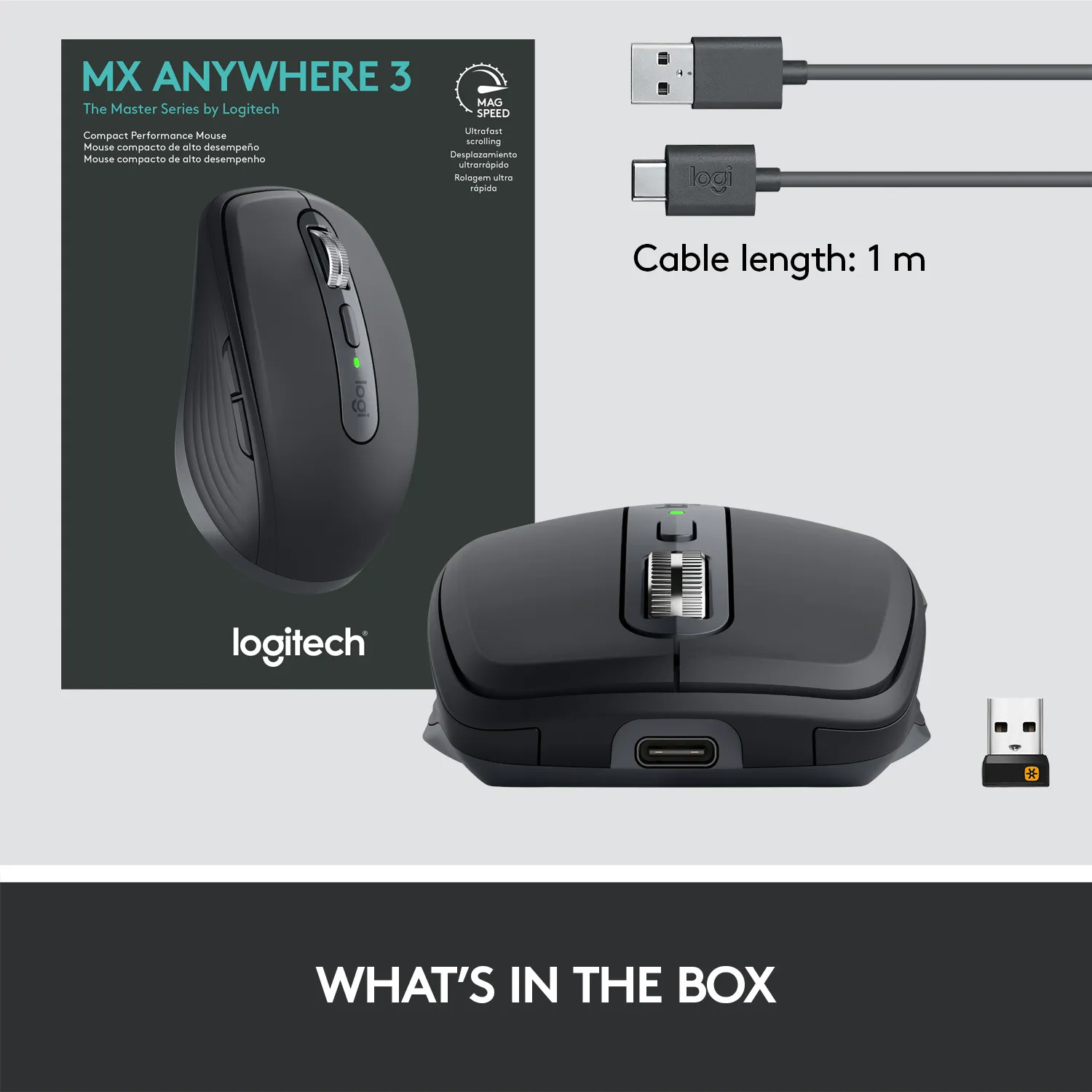 Logitech MX Anywhere 3 Wireless Mouse, Graphite