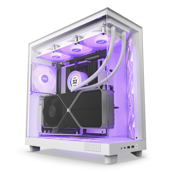NZXT H6 RGB+ Midi-Tower Case with window and RGB lighting, White