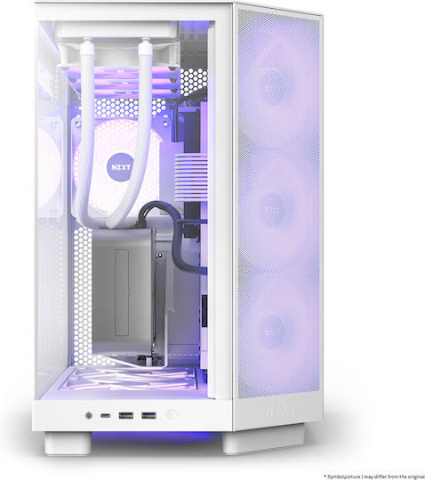 NZXT H6 RGB+ Midi-Tower Case with window and RGB lighting, White